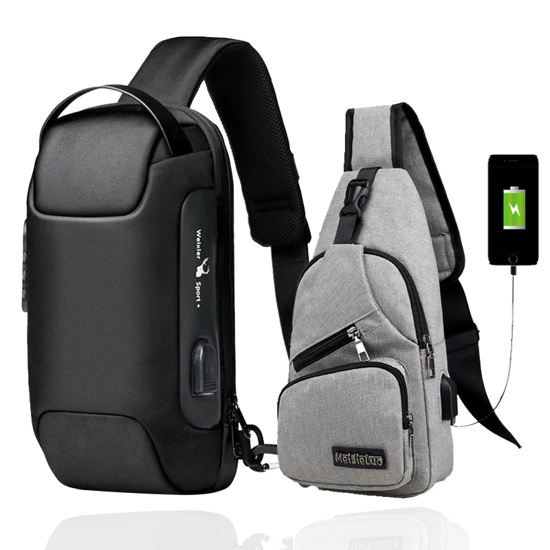 2 шт./комплект мужская сумка через плечо с USB-разъемом |