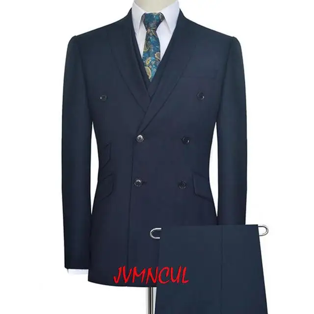 

Navy Blue Men Suits Fashion Men's Slim Fit Business Wedding Suit Men Anzug Herren Three Pieces (Jacket+Vest+Pants)