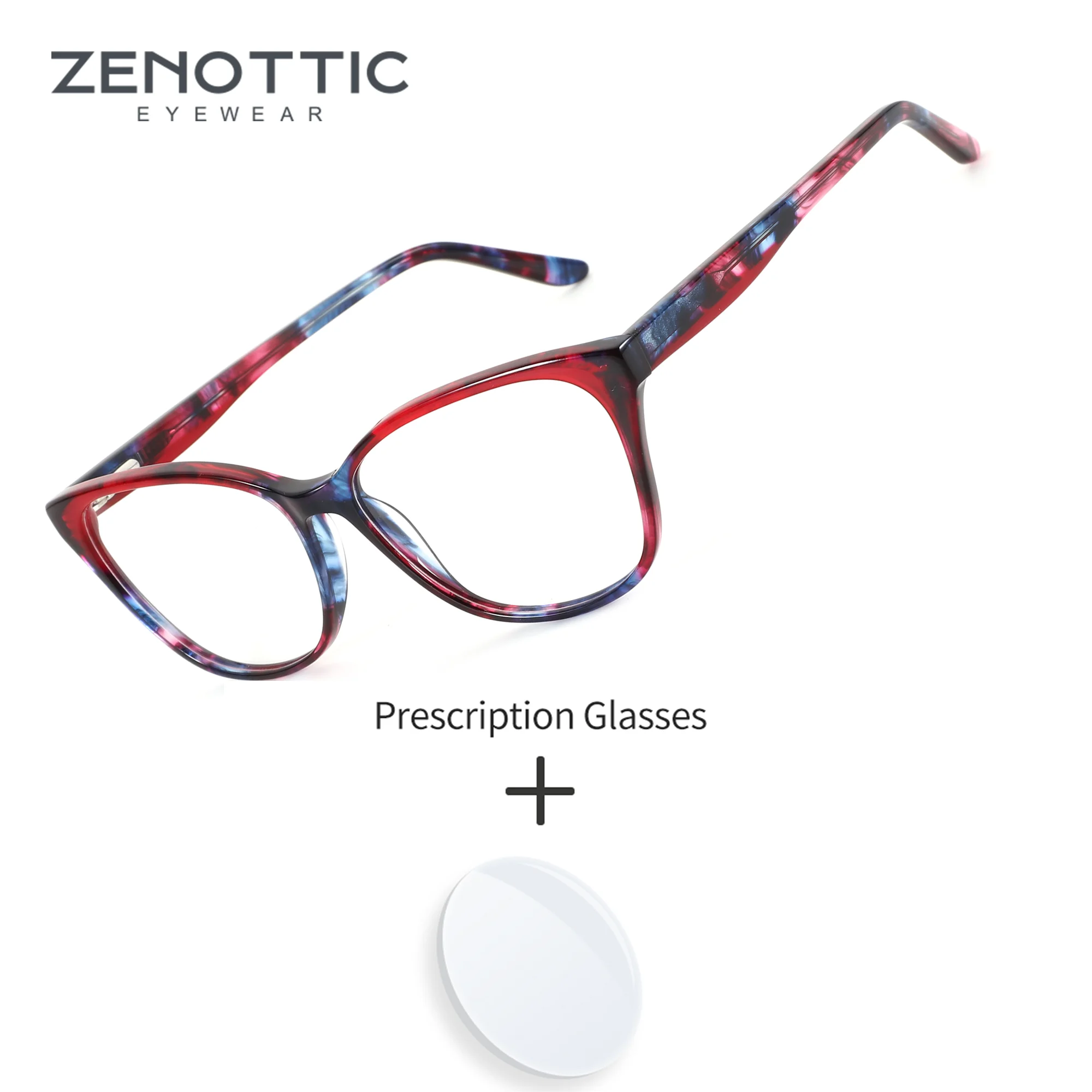 Фото Женские очки ZENOTTIC с прогрессивными мультифокальными линзами из ацетата ручной работы, фотохромные, с защитой от синего света, по рецепту №1