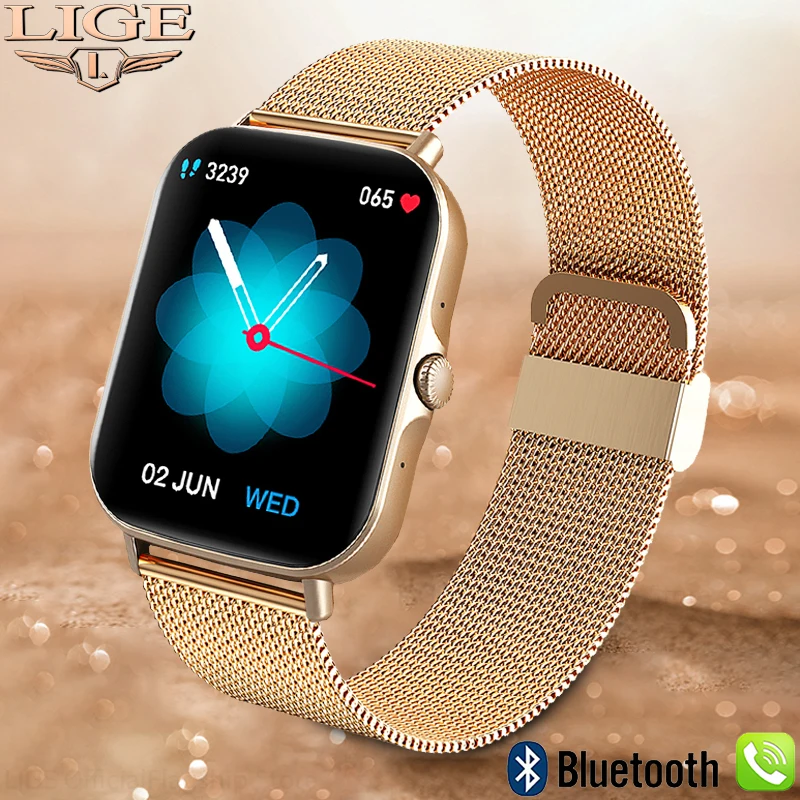 

LIGE Smart Watch Women Bluetooth Call Smartwatch Men Temperature Monitor Bracelet New Full Touch Digital Watches For Android IOS