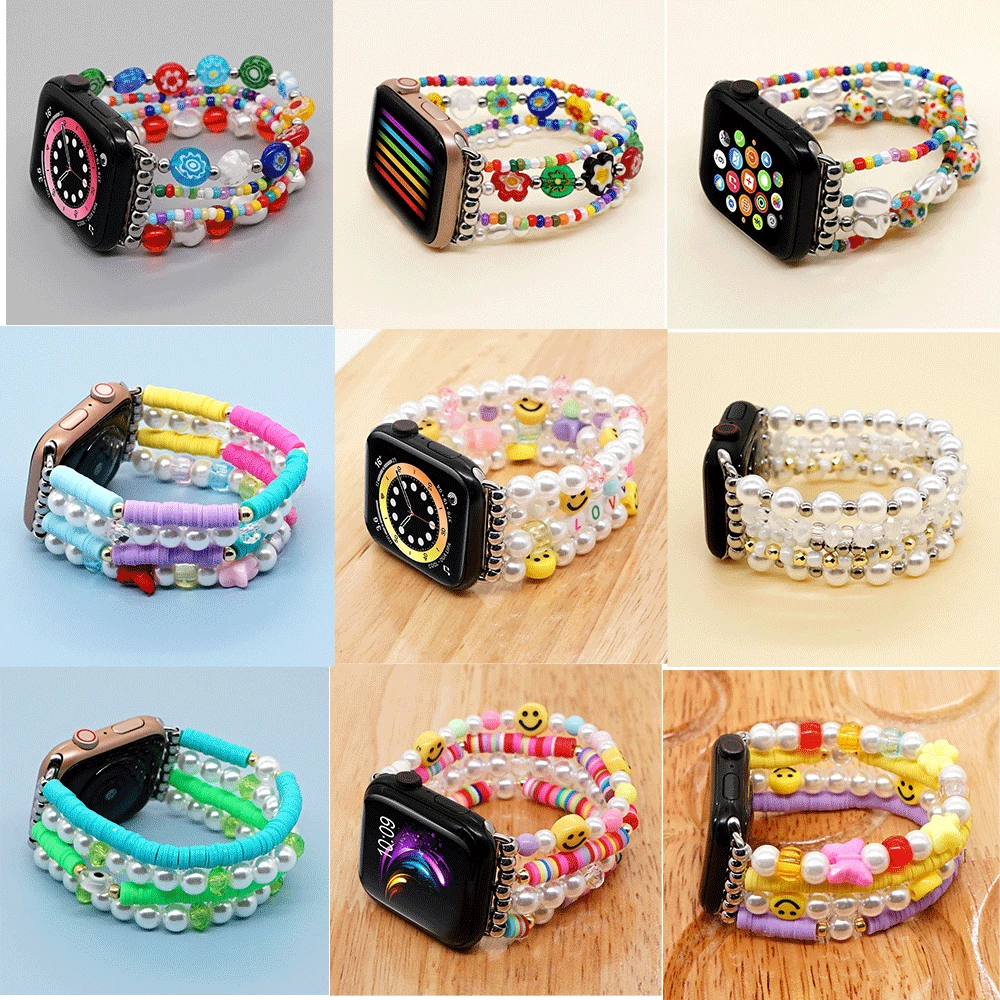 Ремешок из мягкой керамики и стекла в богемном стиле для Apple Watch 38 мм 40 41 Женский