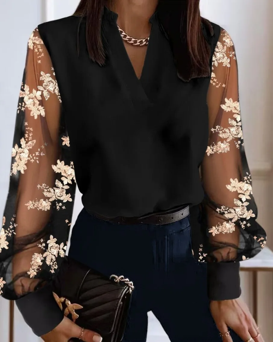 2024 осенняя новая однотонная рубашка с v-образным вырезом для женщин элегантная и