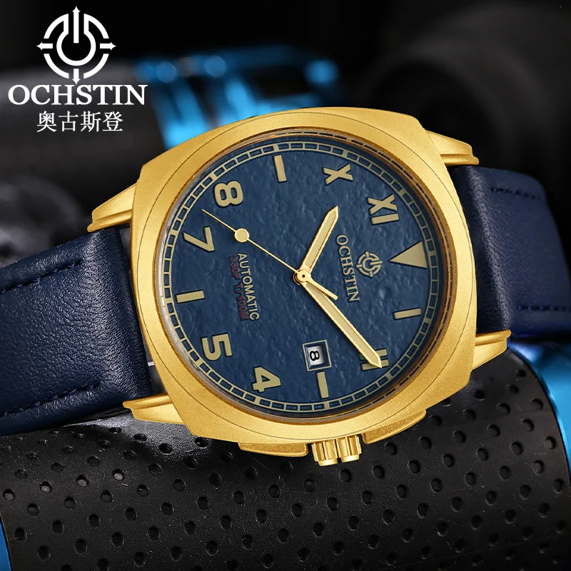 Фото Часы серии OCHSTIN Master, Лидер продаж, мужские часы с автоматическим механическим механизмом, мужские водонепроницаемые наручные часы с ремешком из натуральной кожи №5