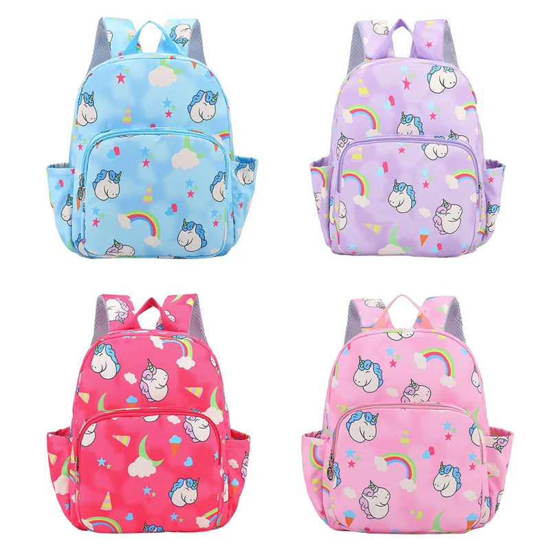 

Детский рюкзак для мальчиков и девочек, нейлоновая вместительная повседневная школьная сумка на молнии с мультяшным принтом животных для детского сада