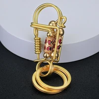 brass handicraft key ring hanging pendant engraved red trinket car buckle card bag keyring creative gift couple small decoration