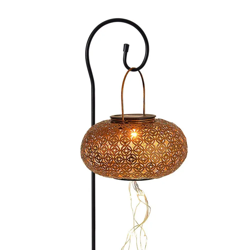 

Solar Garden Lawn Lights Outdoor Decorative Art Lamp Metal Iron Waterproof Hollow Outdoor Hanging Lights For Garden Yard Lawn