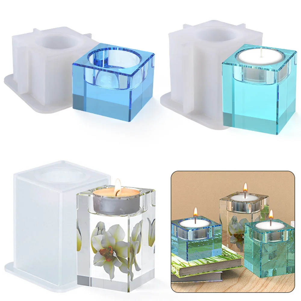 Resin Silicone Molds Geometry Tea Light Candlestick Epoxy Casting Mould Home Decoration