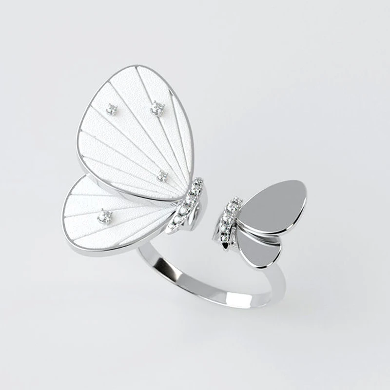 

2022 New Fashion Butterfly Wings Movable Ring for Women Soild 925 Sterling Silver Rings Niche Design Exaggerated Fine Jewelry