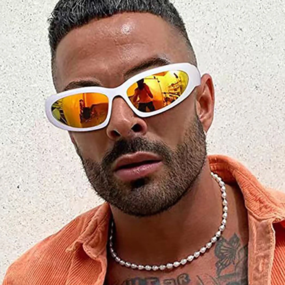 Женские солнцезащитные очки VIVIBEE Y2K в стиле стимпанк зеркальные белые спортивные