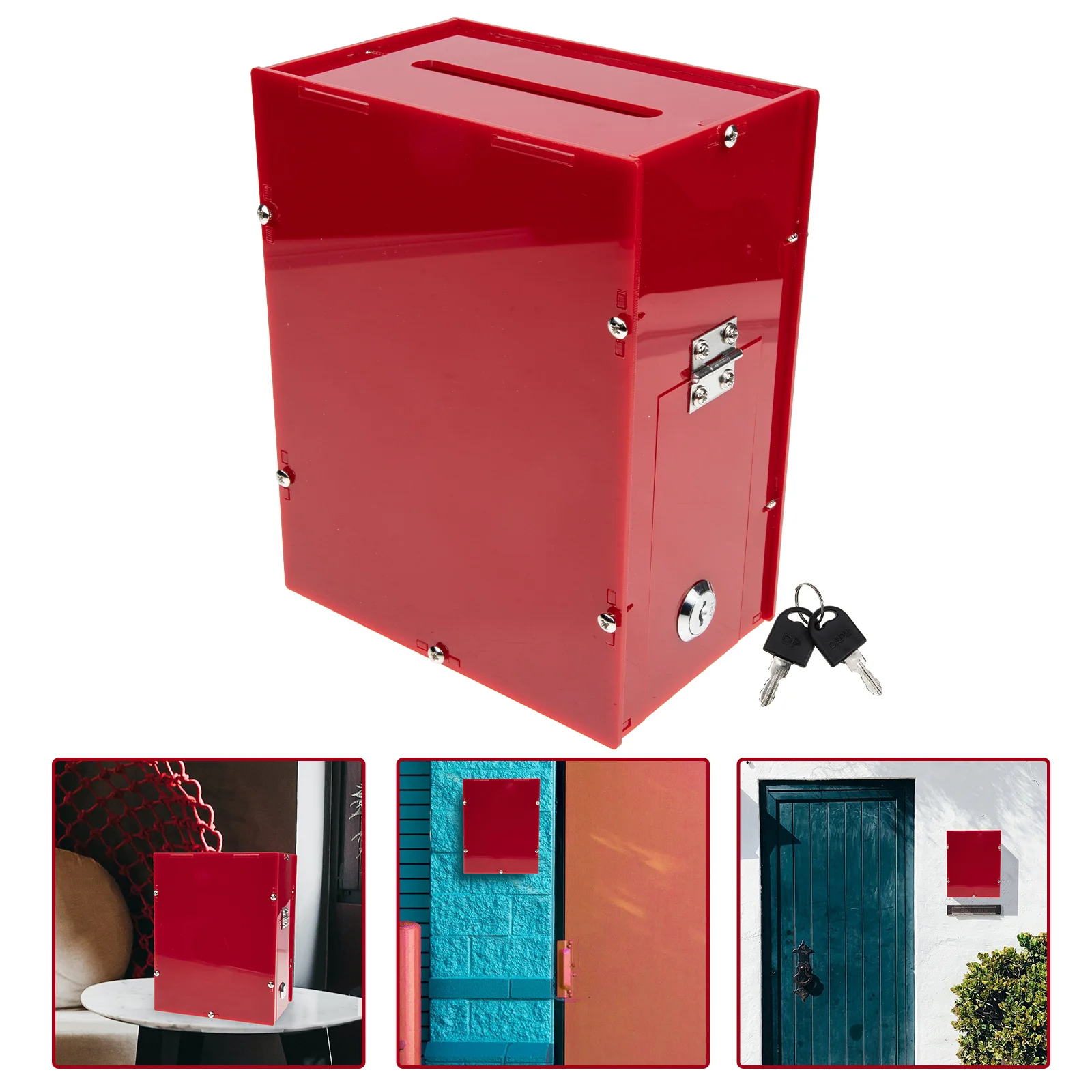 

Box Mailbox Ballot Donation Letter Suggestion Wall Lock Locking Post Raffle Diaper Mail Acrylic Iron Drop Mounted Key Manager