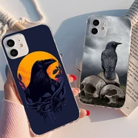 crow skull raven moonlight phone case for iphone 11 12 13 mini pro max 8 7 6 6s plus x 5 se 2020 xr xs case shell