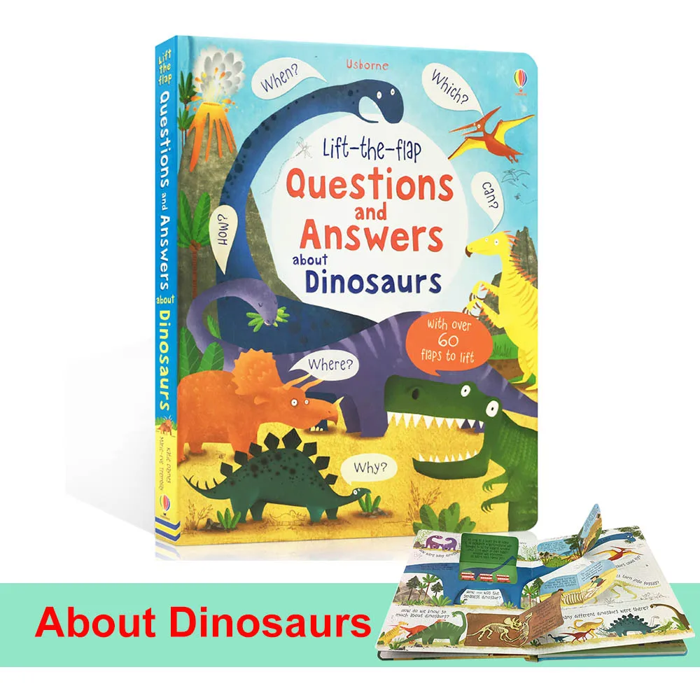 

About Dinosaurs Usborne Books Lift-the-flap Questions and Answers English Book Flaps to Lift Learning Toys Big Size Montessori