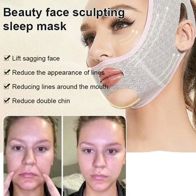 

Новый дизайн маска для подбородка V-образный вырез маска для лица скульптурная маска для сна маска для лица тонкий ремешок для похудения подтягивающий пояс для лица