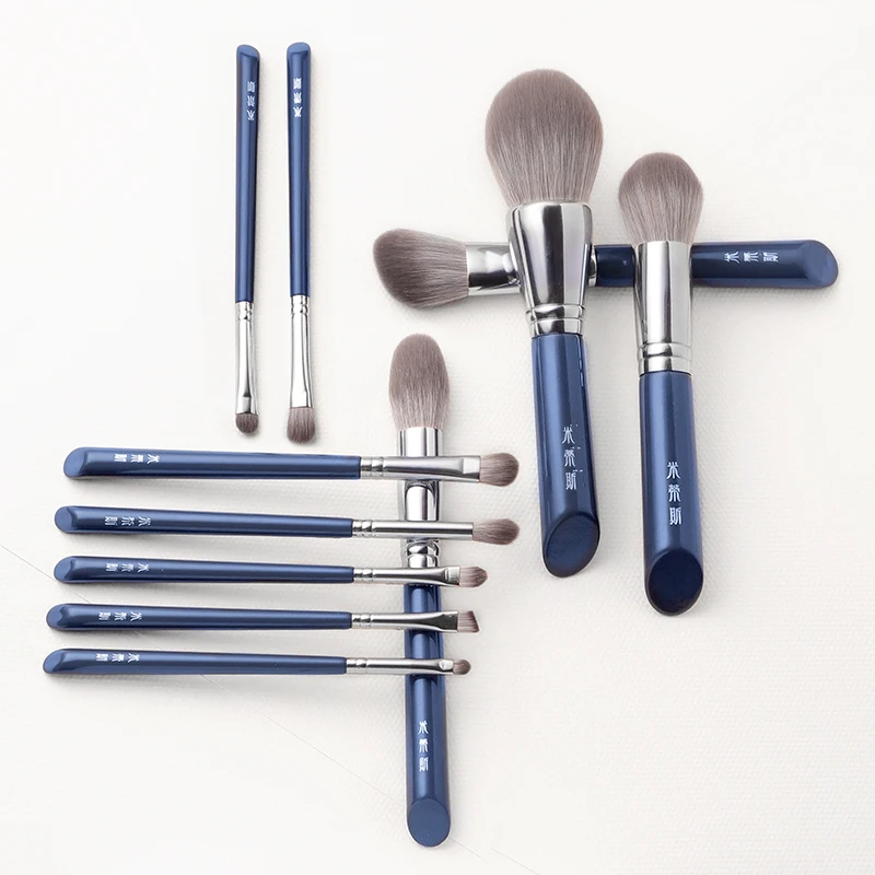 MyDestiny- Azure Blue Makeup Brush Set&Kit 11pcs Super Soft Fiber High Quality Face&Eye Powder Foundation Eyeshadow Brush