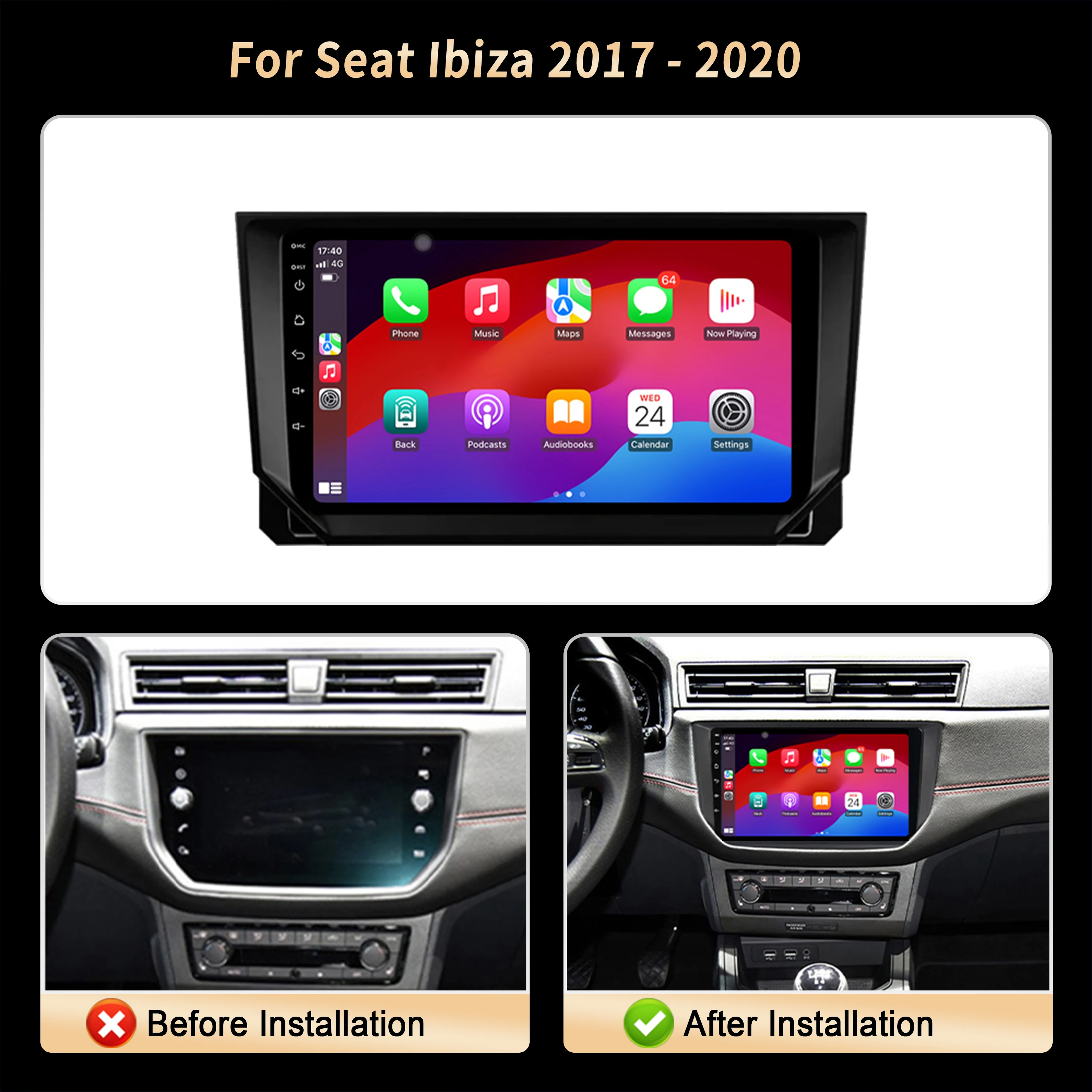 Фото Навигация для Seat Ibiza 2017 2018 2019 2020 Автомобильный радиоприемник Мультимедиа Беспроводной BT Carplay 4G GPS CPU 7870 2K QLED Экран Стерео №2