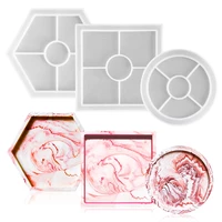 tray silicone mold diy crystal square round hexagon coaster silicone mold plate storage holder epoxy resin mold home decoration