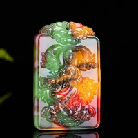 chinese natural color hand carved guanyin jade pendant fashion jewelry mens colorful chenglong dragon guanyin necklace