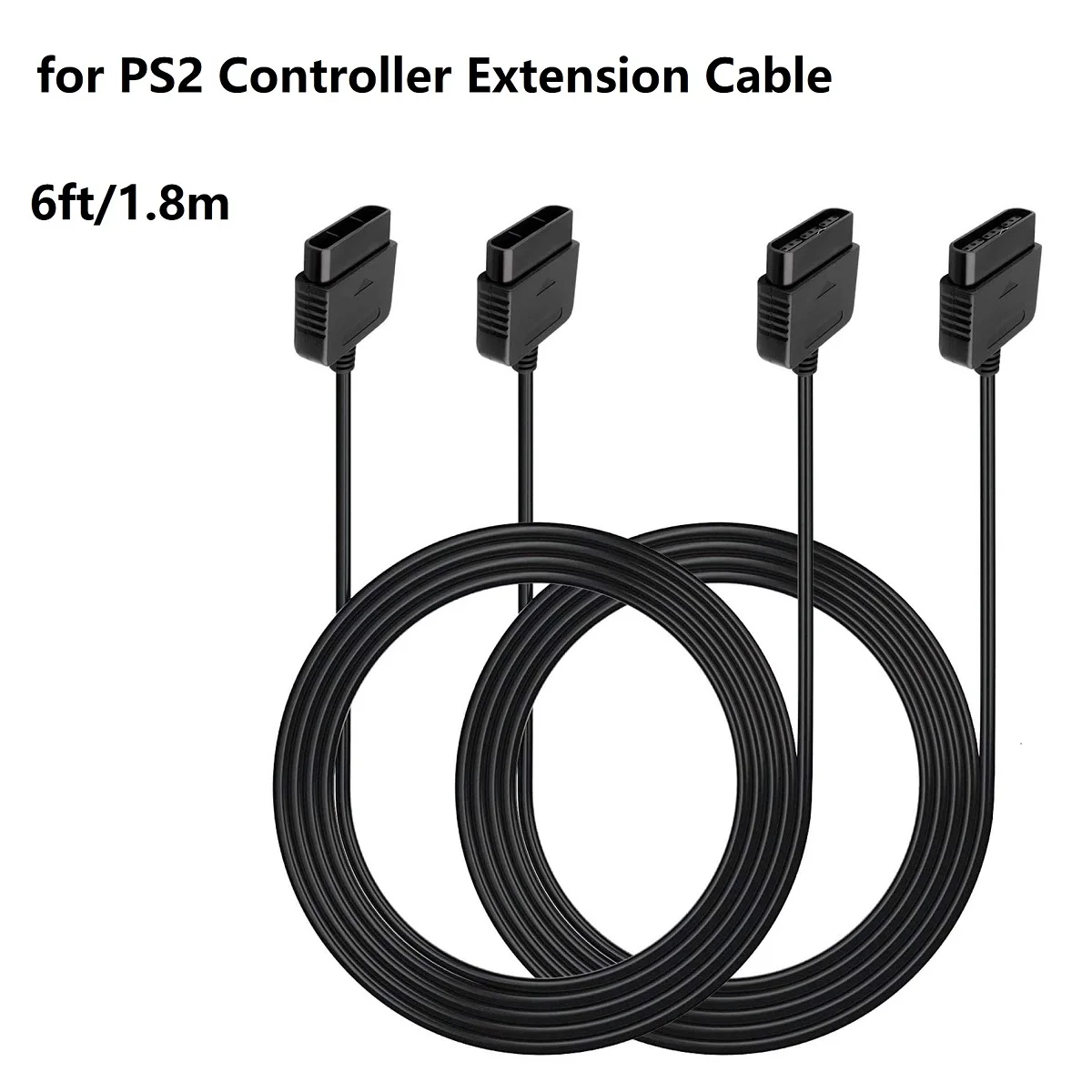 

2-PACK PS2 Controller Extension Cable Cord 6ft/1.8m Controller Extension for Sony Playstation 2 PS2 Game Console