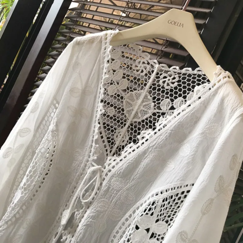 Женский летний купальник накидка кружевной кардиган Солнцезащитная блузка с