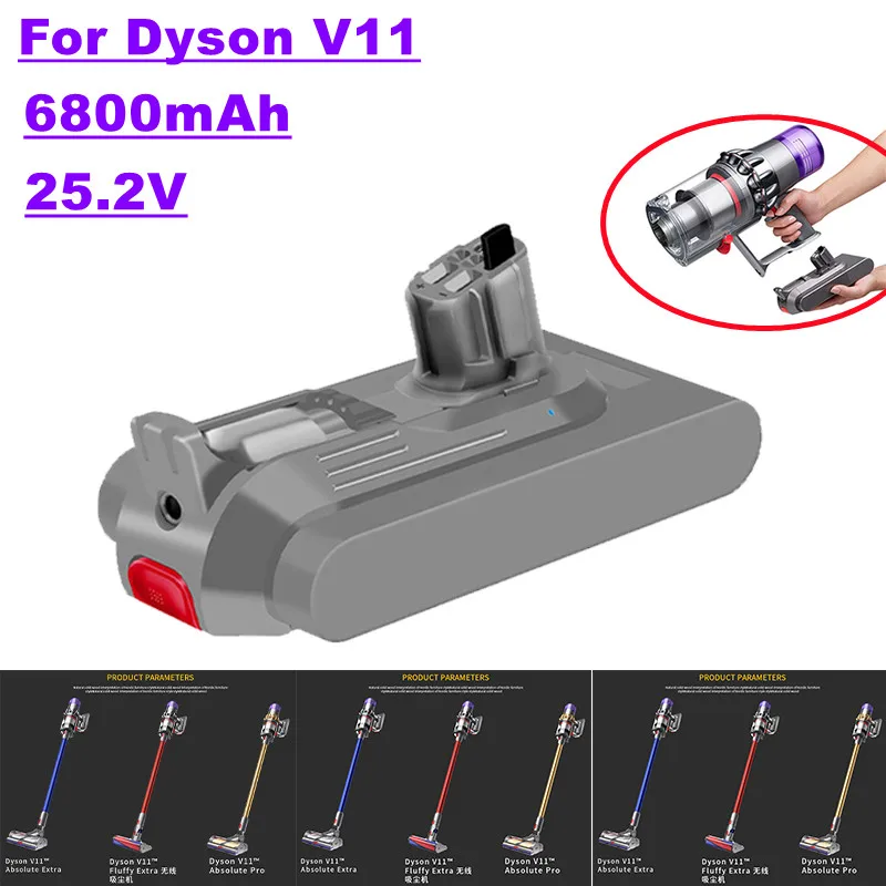 

V11 aspirateur Lithium Ion Battery, 25.2v, 6800 MAH / 9800 MAH / 12800 Mah for Dyson V11 Series, sv14, sv15 etc.