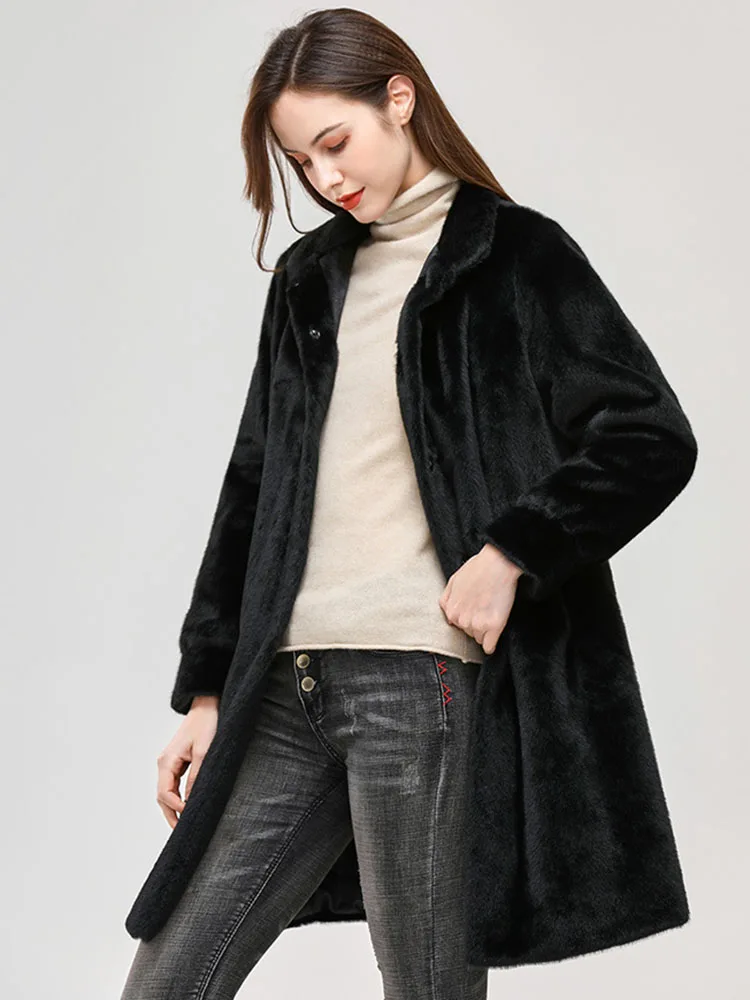 Winter Woman Coat 2022 Luxury Faux Mink Fur Fluffy Jacket Designer European American Long Sleeves Y2k Fashion Free Shipping