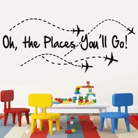 oh the places youll go quote cartoon wall sticker vinyl home decor for kids room nursery decoration airplane decals murals s601