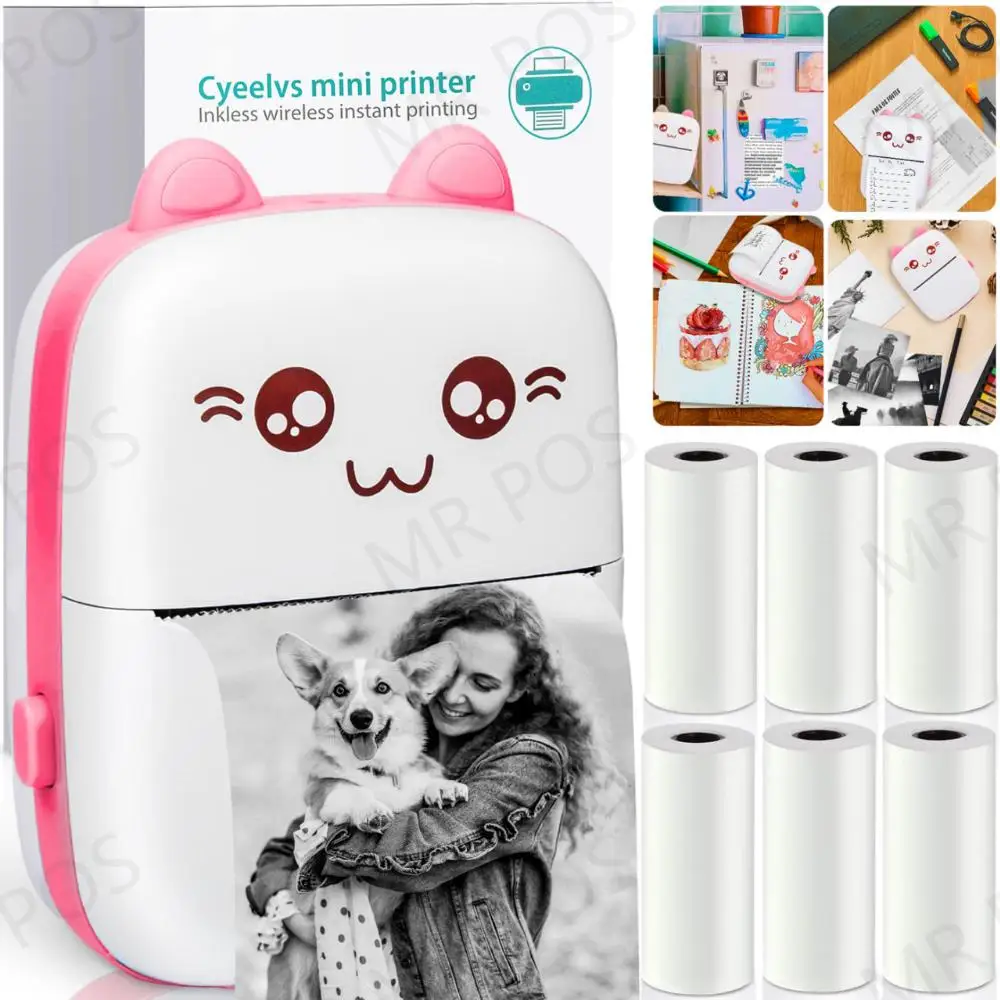 

Mini Printer Portable Pocket Thermal Printer Bluetooth Wireless Printer Photo Label List Note Inkless Print for iOS Android
