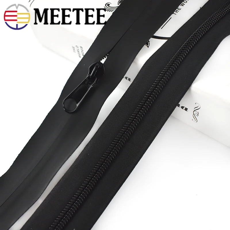 

2/5/10M 3# 5# 8# 10# Waterproof Zippers Black Invisible Nylon Zip with Zips Sliders Clothes Sewing Coil Zipper Tape Accessories