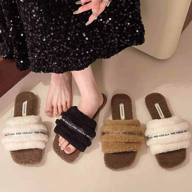 Шерстяные тапочки женская одежда Новинка осени 2024 корейская мода толстая