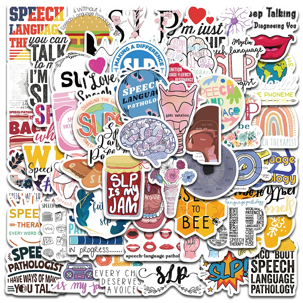 

10/56Pcs Speech-Language Pathology SLP Stickers Waterproof Vinyl Laptop Luggage Phone Motorcycle Helmet Graffiti Stickers Decals