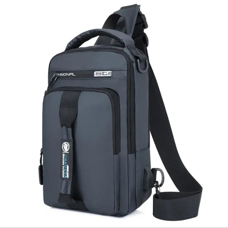 

With Chest Mens Bag Men Organizer Casual Waterproof Bag In Shoulder Multifunctional Sling USB Bags Messenger New Anti-theft Port