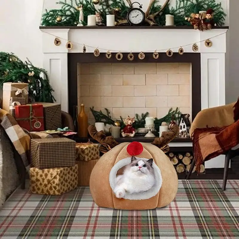 Кровать для кошек Рождественские товары домашних животных зимних домиков Теплая