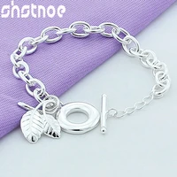 925 sterling silver leaves pendant chain bracelet for women party engagement wedding birthday gift fashion charm jewelry