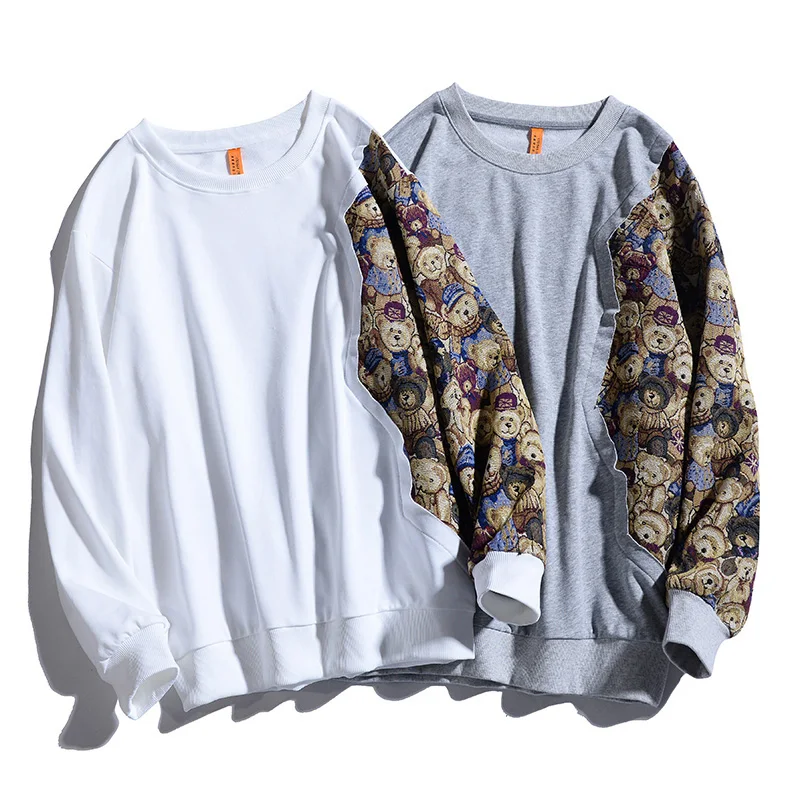 

Zhenkayi Spring and Autumn Stitching Round Neck Sweater Men and Women Ins Loose Korean Version Couple Tops Harajuku Style