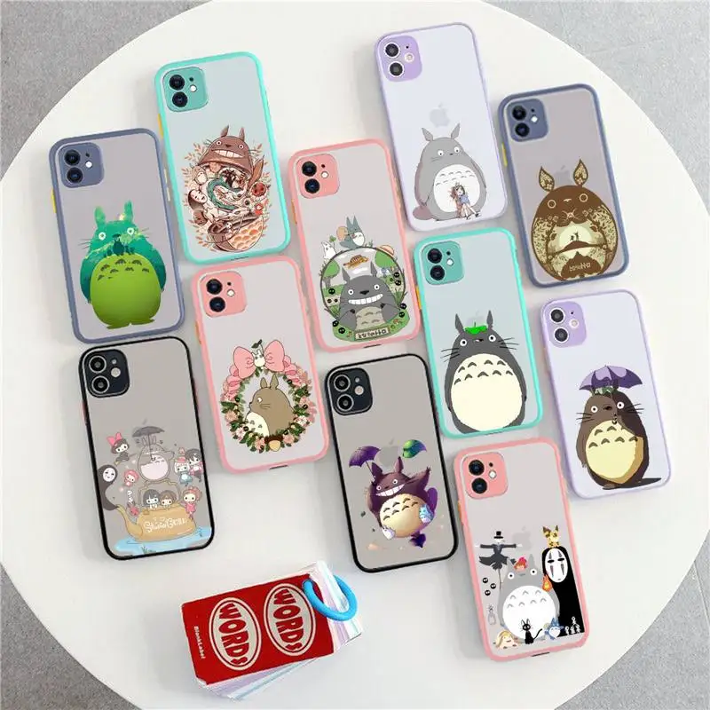 

Babaite Totoro Phone Case for iPhone X XR XS 7 8 Plus 11 12 13 pro MAX 13mini Translucent Matte Shockproof Case