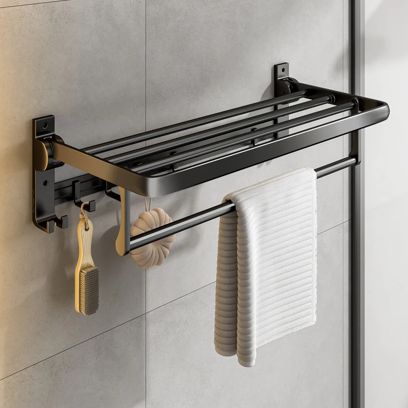 

Вешалка для полотенец из алюминия, черная вешалка для полотенец в ванную комнату, складная настенная стеклянная вешалка для ванной комнаты,...