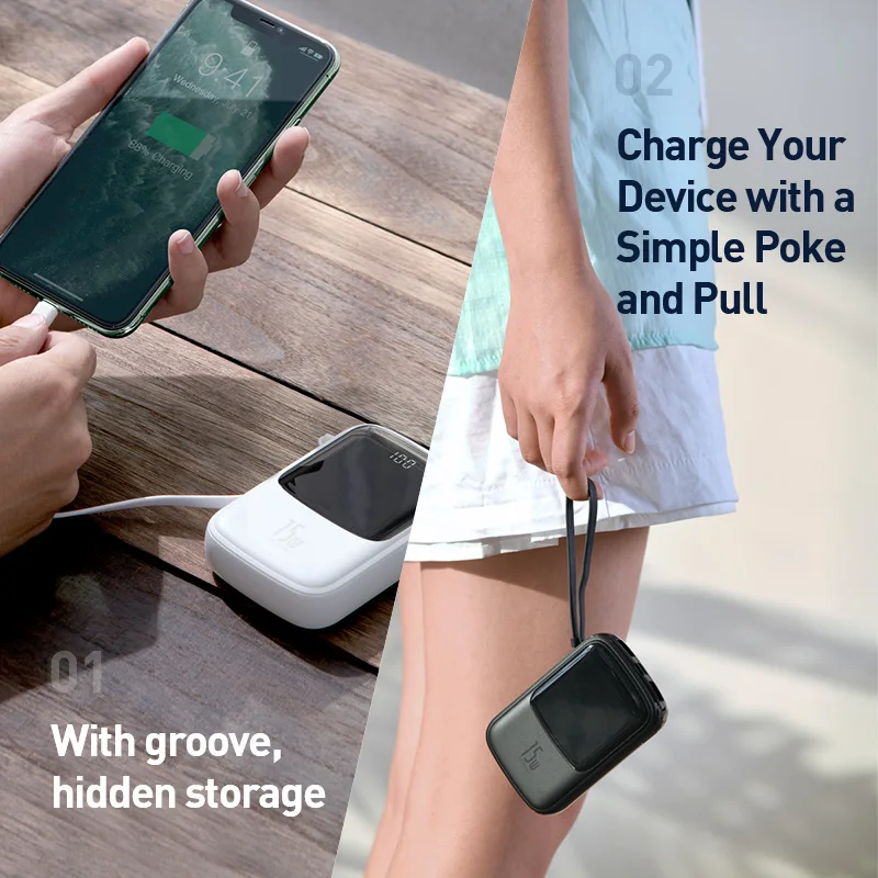 Baseus 10000mah Power Bank 15W Charger Digital Display Battery Powerbank Portable Charger For iphone 12 13 Samsung