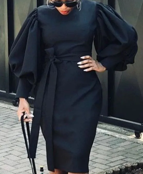 

Dresses for Women 2023 Summer Fashion Casual Commuting Slim Fit Wrap Hip Professional Office Lady OL Long Sleeved Formal Dress
