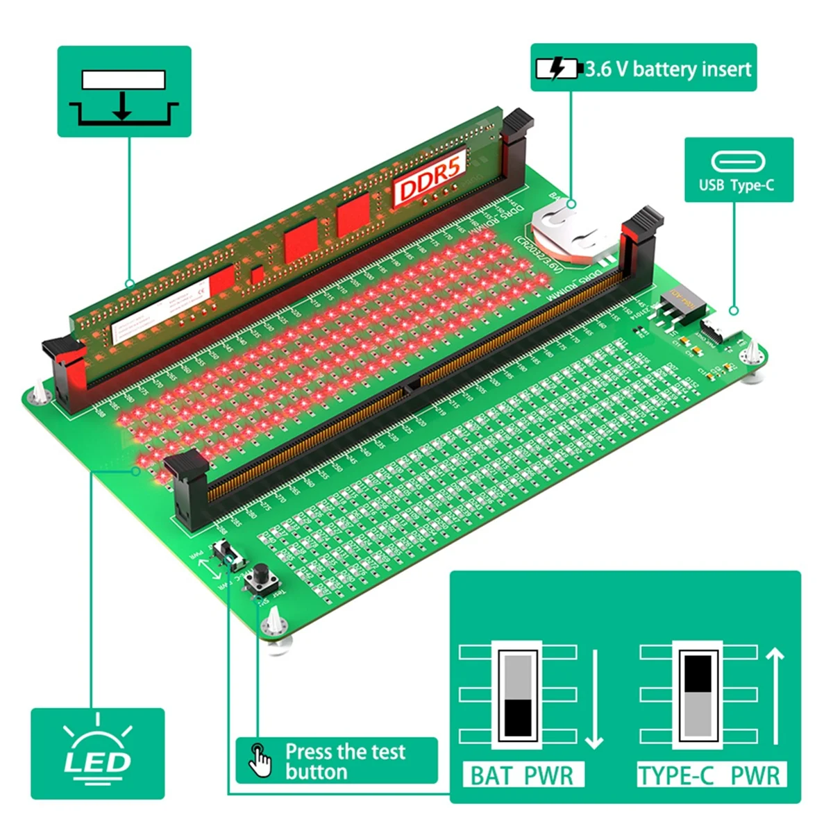 Тестер памяти DDR5 RDIMM/UDIMM устройство для измерения яркости настольного компьютера