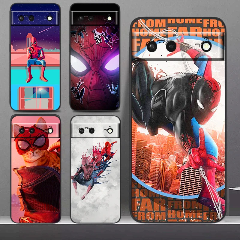 

Чехол для телефона Marvel Человек-паук для Google Pixel 7 6 Pro 6A 5A 5 4 4A XL, черный Ударопрочный силиконовый чехол из ТПУ