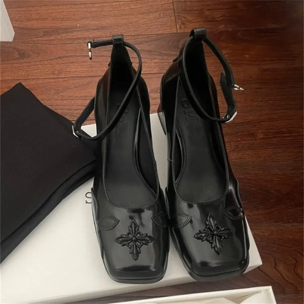 Женские туфли на толстом каблуке винтажные Лолиты в готическом стиле с