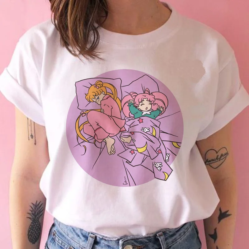 

2023 Woman Funny Sailor Moon T Shirts Harajuku Casual Tshirt Female Ulzzang Women Graphic Japanese Kawaii T-shirt Top Tee