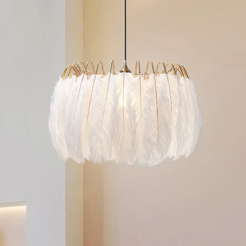 

Art Chandeliers Light Modern simplicity LED Pendant lights Feather Romantic Hang lamp For Bedroom room deco Suspension Luminaire