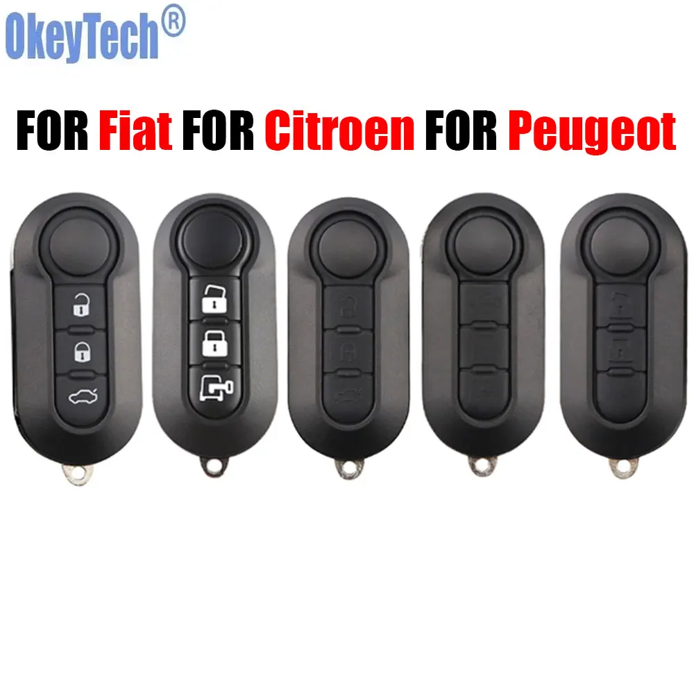 

OkeyTech 2/3 Buttons Flip Car Remote key Shell For Fiat 500 Panda Punto Bravo Stilo Ducato For Citroen Jumper Peugeot Boxer