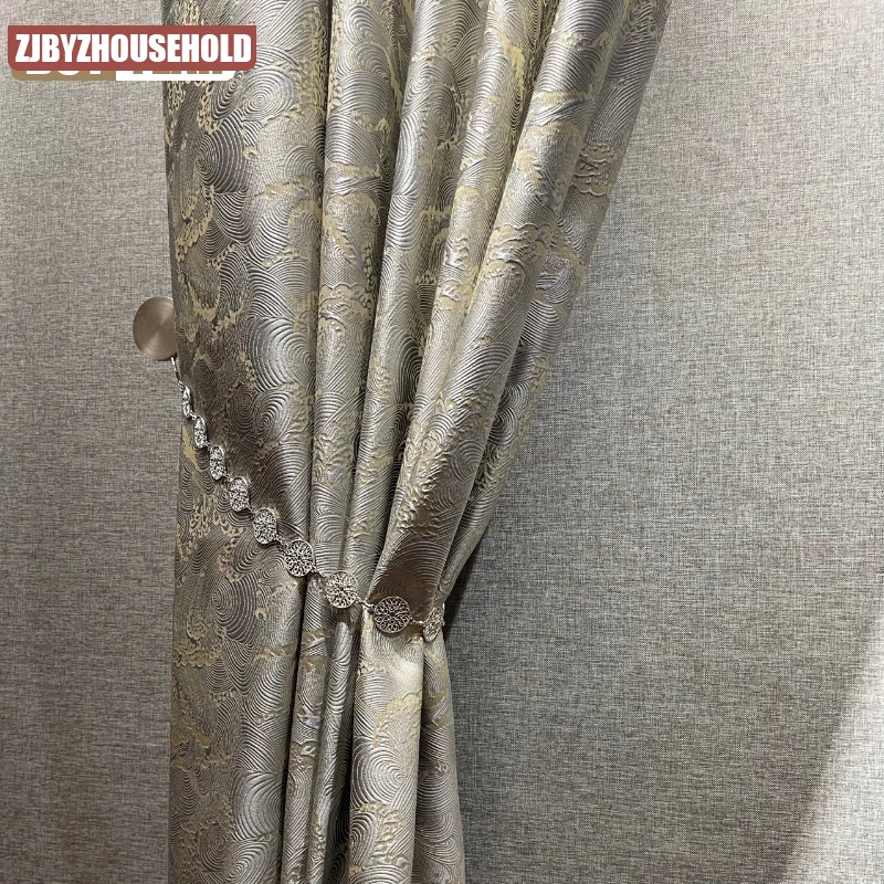

Curtains for Living dining Room Bedroom Xiangyun embossed high-precision jacquard light luxury high-end living room curtain