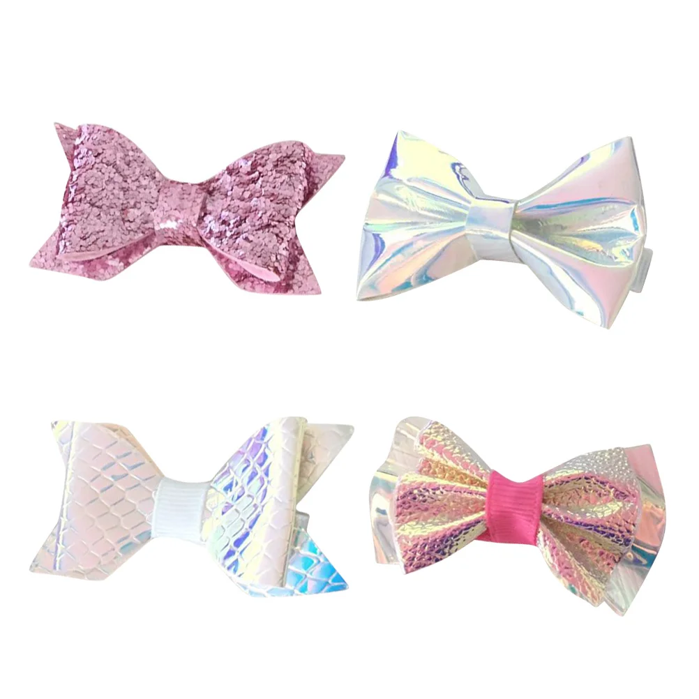 

Hair Bow Bows Clips Glitter Sequins Clip Bowknot Pin Sparkly Hairpin Pigtail Girls Holographic Alligatorrainbow Barrettes