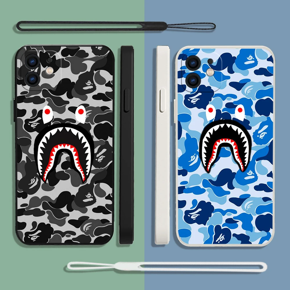 

Fashion sports brand B-Bapes Phone Case For iPhone 14 13 12 11 Pro Max Mini X XR XS MAX Plus Silicone Cases with Hand Strap