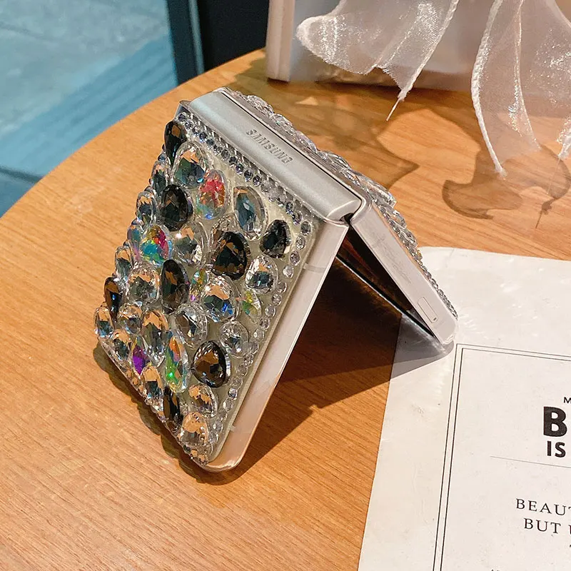 For Galaxy Z Flip 3 Transparent Rhinestone Colorful Case For Samsung Galaxy Z Fold 1 2 Diamond Cover For Samsung Galaxy Z Fold 3