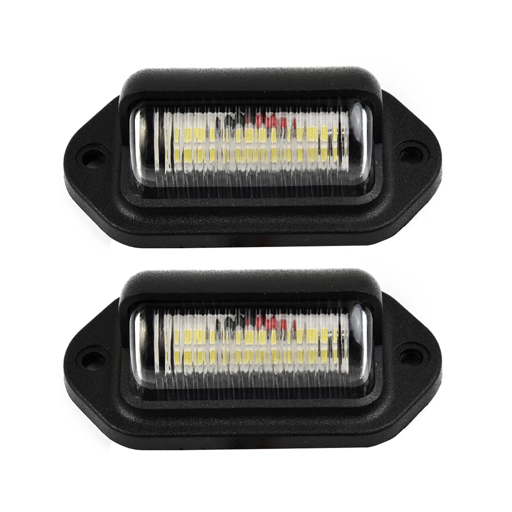 

White Line Anode Black Line Cathode 2* Universal Waterproof LED License Plate Light Car Boat Truck Trailer Step Lamp