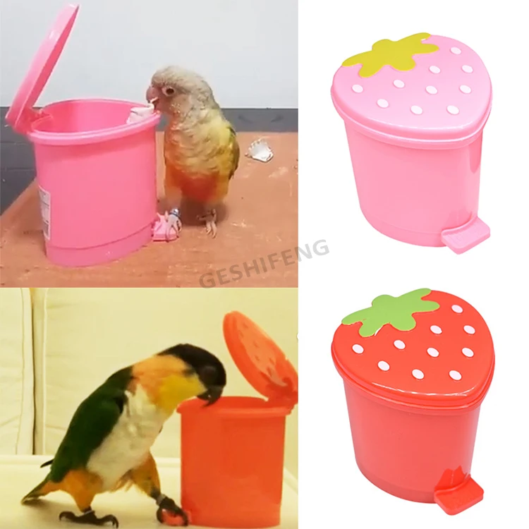 

1PC Parrot Trick Training Toy Pet Interactive Toy Small Trash Can Toy Parakeet Educational Toy Bird Accessories Random Color